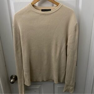Cream Ribbed Men's Sweater